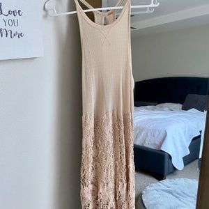 Free People Tan Lace Dress
